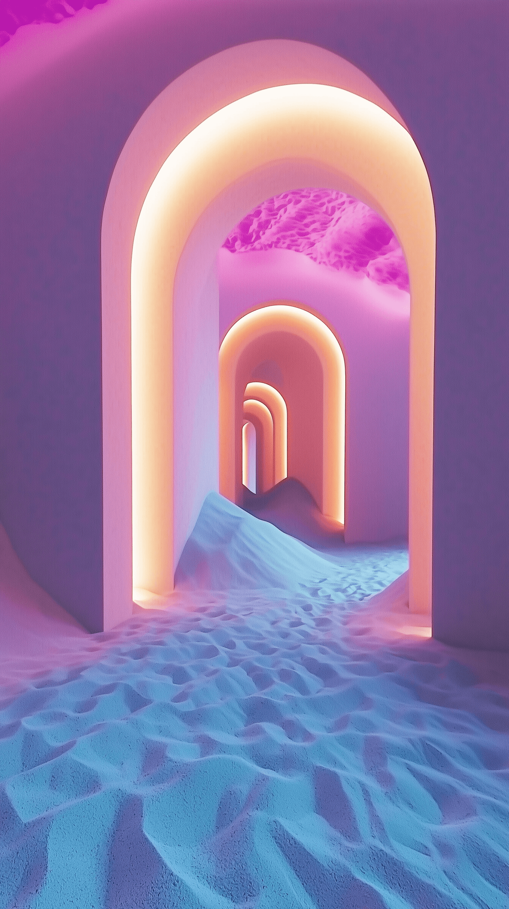 AI generated: generative image, tilt shot, minimalist atrium interior, featuring of minimalist geometry, solid mat...