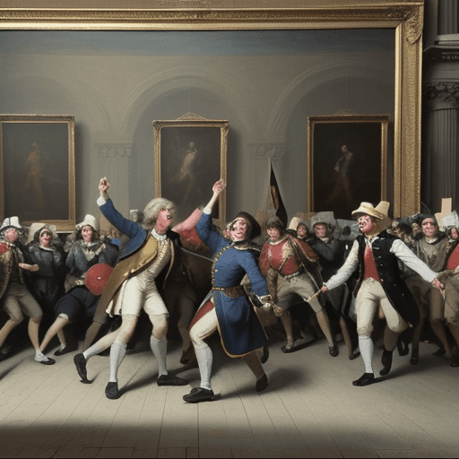 AI generated:  Use a classic painting or image of Colonists protesting or revolting against British authority.