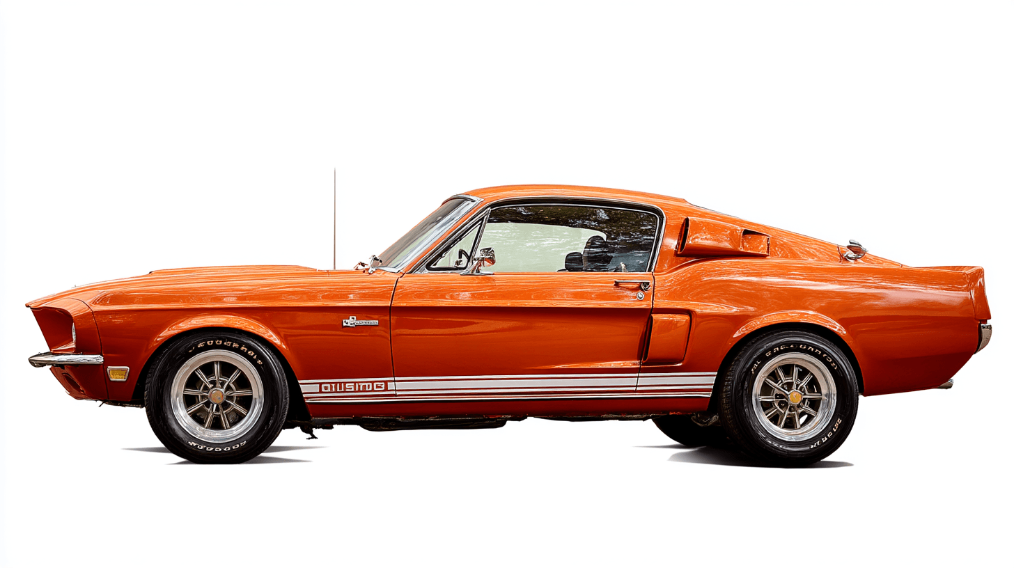 AI generated: A detailed 1967 Shelby GT500 Mustang clipart, , and a, isolated on a white background

