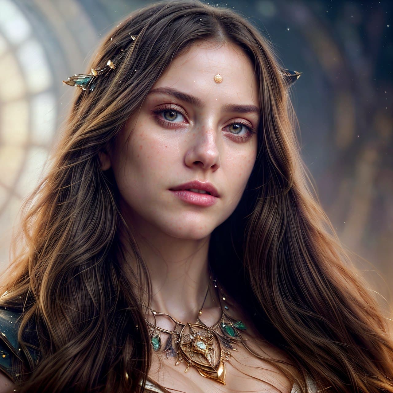 AI generated: aurora, girl with super long hair, hair becoming bright stars, intricate, highly detailed, digital p...