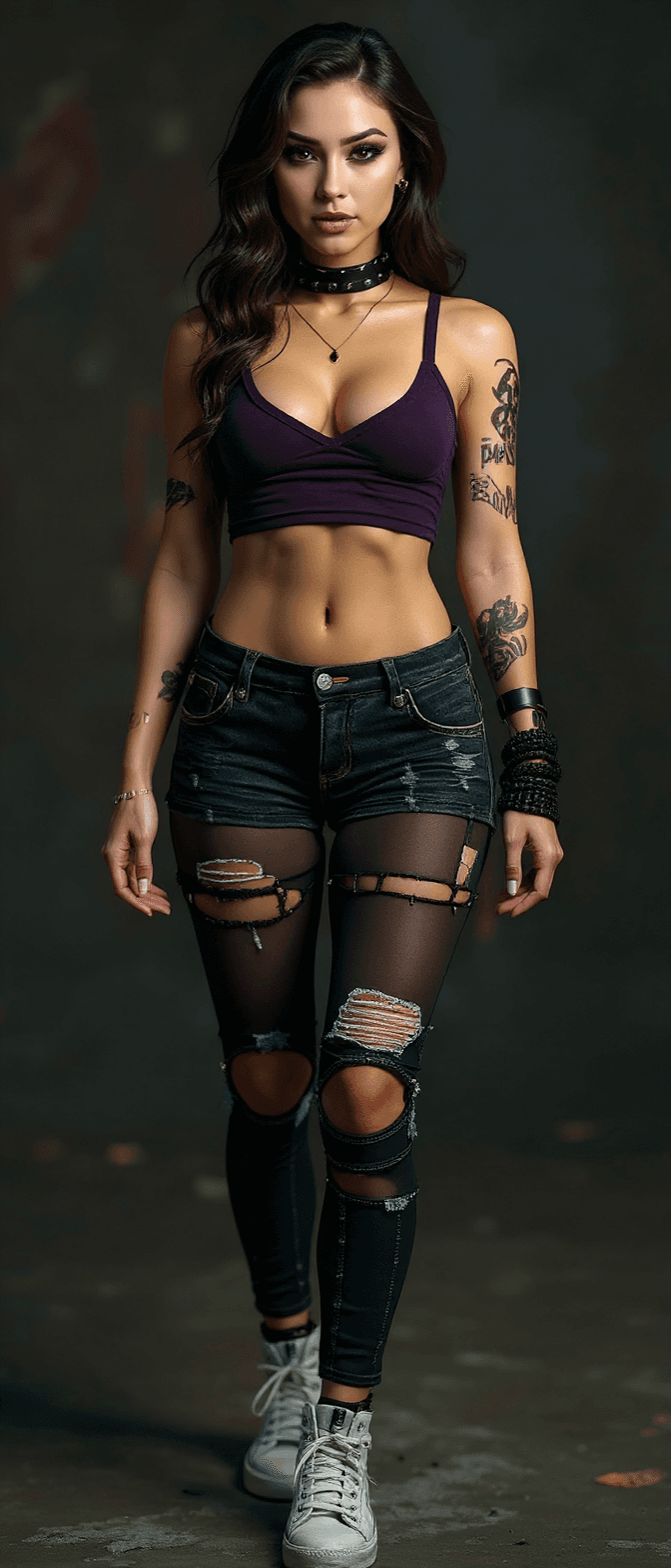 AI generated: Photo of a ultra realistic Full body shot, head to toe, very sultry look, beautiful charismatic girl...