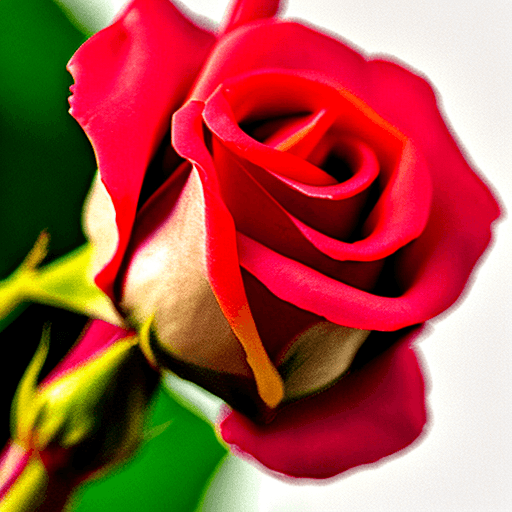 AI generated:  tip of a rose's stem with a small red bud 