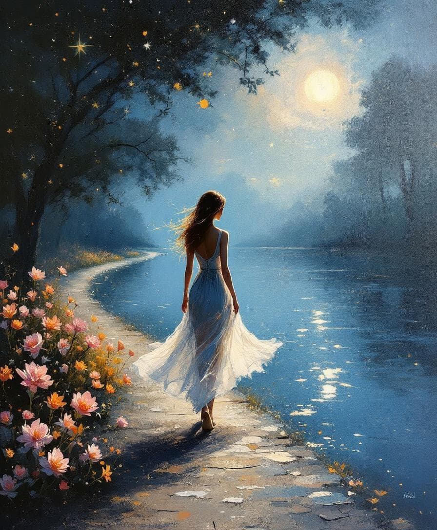 AI generated: Mesmerizing evocative dreamy oil painting, expressive hard brush strokes, textured oil on canvas, dy...