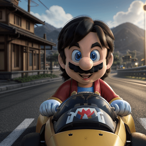 AI generated: Super Mario Kart from Super Mario Kart Deluxe 8, best quality, highly detailed, colorful, unique, am...
