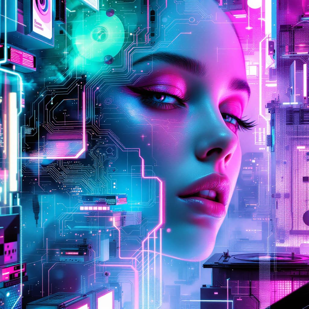 AI generated: (masterpiece, digital art:1.3), a highly intricate double exposure artwork inspired by Yuumei, featu...