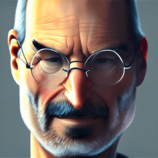 AI generated: Steve Jobs, medium shot close up, details, sharp focus, illustration, by Jordan Grimmer and greg rut...