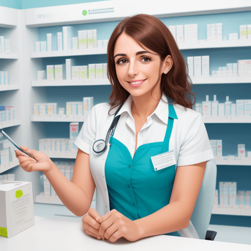 AI generated: Personal de farmacia, con una sonrisa en su cara, entregando una caja de medicamento