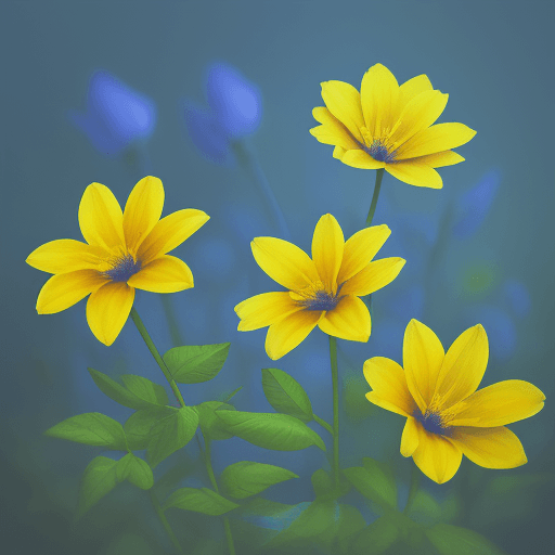 AI generated: yellow flowers, blue flowers