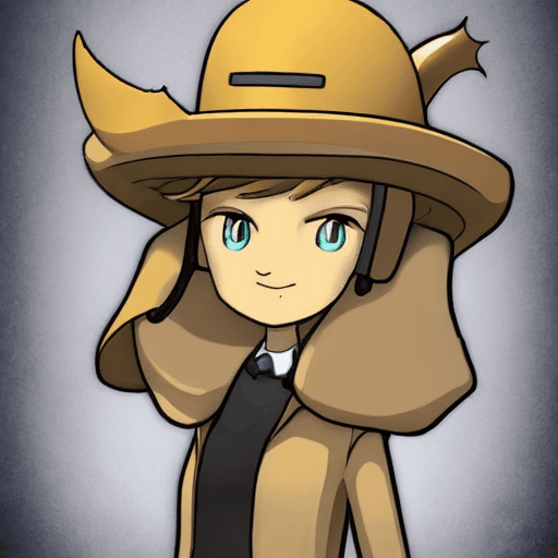 AI generated: expressive cartoon in professor layton style unreal charming seemingly mischievous irritated s, F1 d...