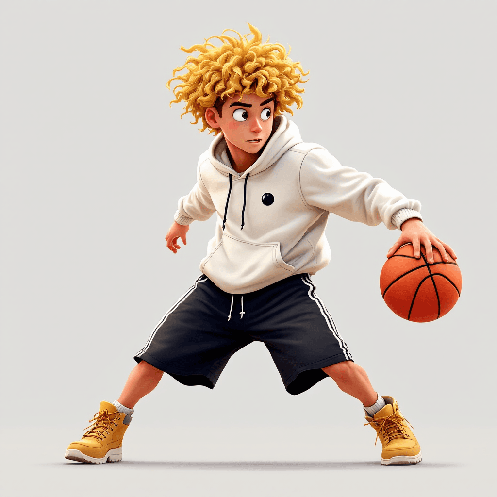 AI generated: create a Image is a digital illustration in a cartoon style, featuring a young male character with w...