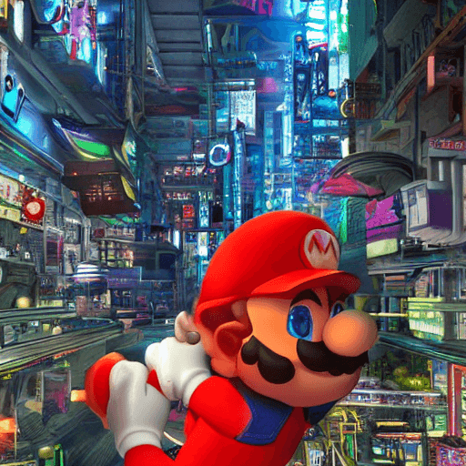 AI generated: Mario cyberpunk futuristic hyper realistic dark dystopian 8k 