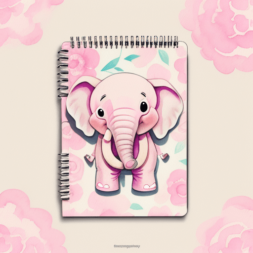 AI generated: Pink Cute Cartoon Character Elephant, Watercolor Pastel Floral, Digital Paper, Seamless Pattern, Pri...