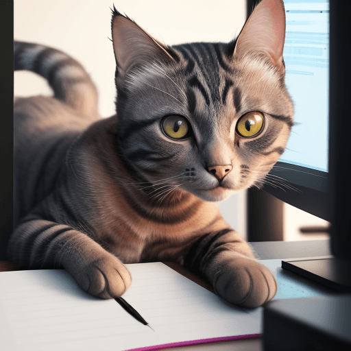 AI generated: cat is working at the office, acting like human, photorealistic, high details, masterpeace, 4k --v 5...