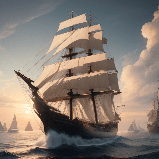 AI generated: Photo of a ultra realistic sailing ship, dramatic light, pale sunrise, cinematic lighting, battered,...