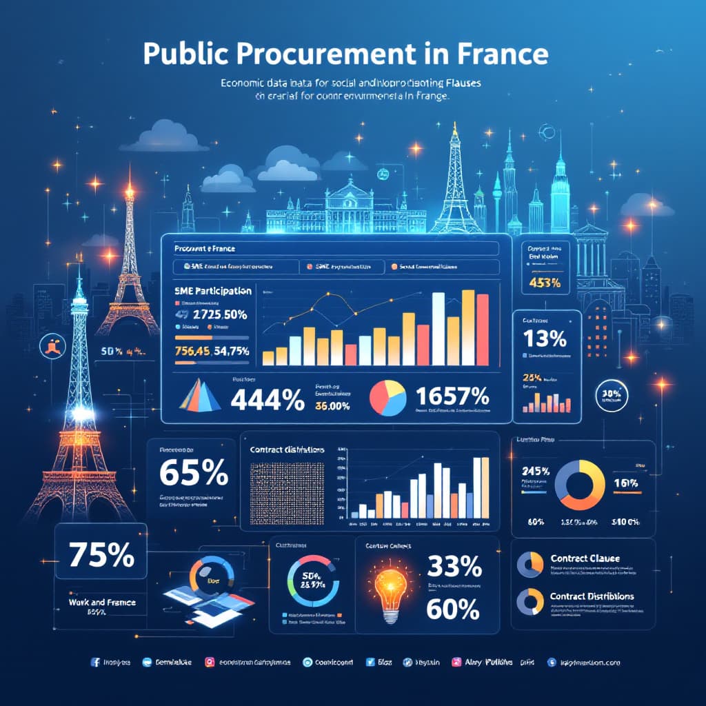 AI generated: An illustrative infographic-style image representing economic data and public procurement in France....