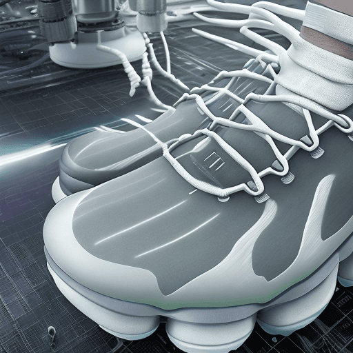 AI generated: hyperrealistic photogragh of a vapormax sneakers designed using alien space ship as a concept, nh1 s...
