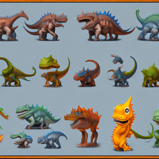 AI generated: Game Dino character sprite sheets for arcade, platformer, casual, RPG. cinematic, hyper realism, hig...