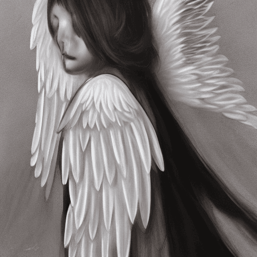AI generated: an angel with black wings 

