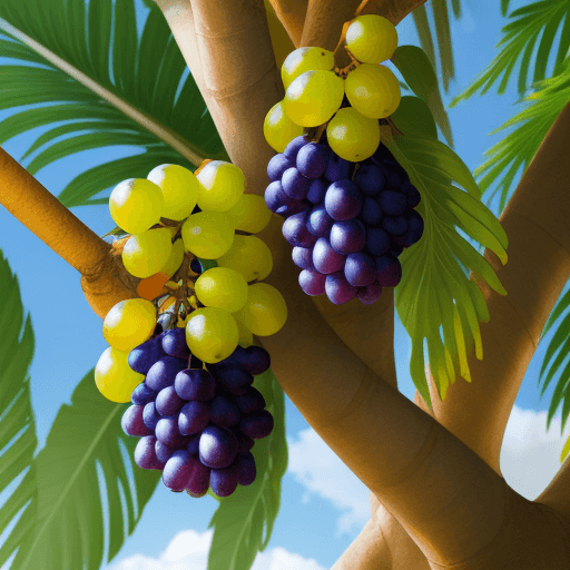 AI generated: nature with vivid colors palms grapes