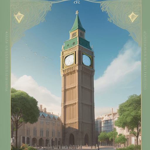 AI generated: a large building with a clock tower on top of it, book cover illustration, imane anys, airbnb, based...