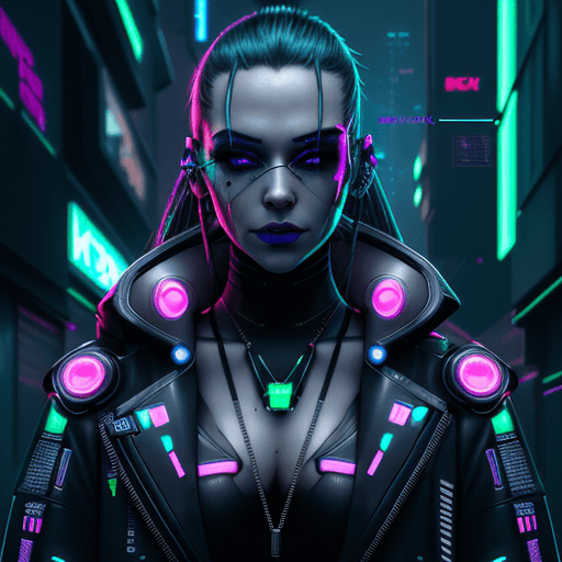 AI generated: Hyperrealistic full-length portrait of a futuristic cyberpunk hacker | in a neon-lit cyber alley | d...
