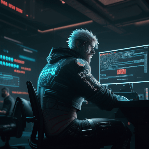 AI generated: The Trading room is digital art dim, with only the white light from the screens illuminating the roo...
