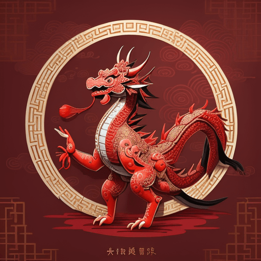 AI generated: lunar new year red dragon, in the style of Pixar animation, traditional Chinese cultural themes, int...