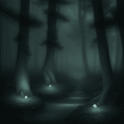 AI generated: ghosts in a dark forest by the sea photorealistic