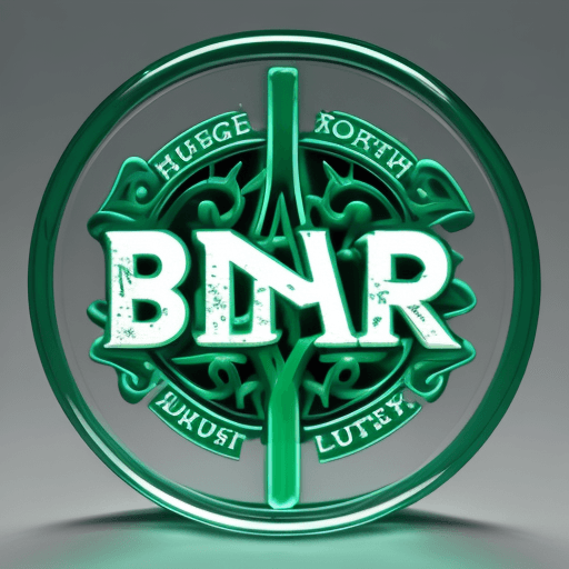 AI generated: a round 3d company glass logo in green, with blue melted bold letters G and P inside, style Harry Po...