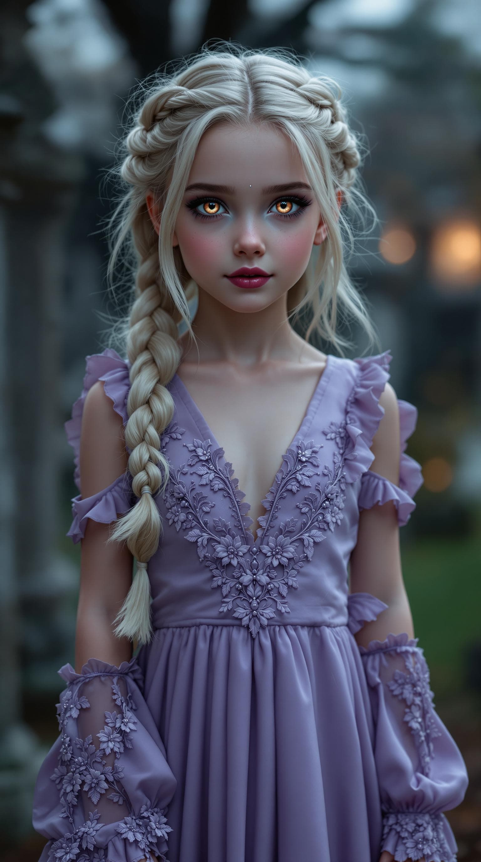 AI generated: a professional photo of a exceptionally of the most beautiful vampire girl in the world, (age 7), Ca...