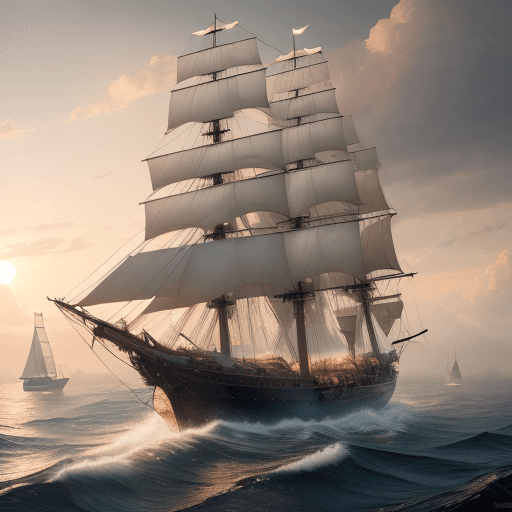 AI generated: Photo of a ultra realistic sailing ship, dramatic light, pale sunrise, cinematic lighting, battered,...