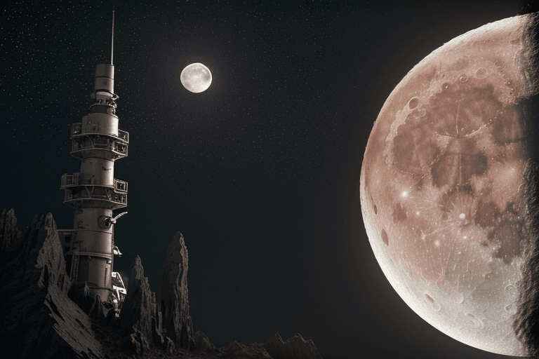 AI generated: Photo of a ultra realistic single Moon, bright light, cinematic lighting, battered, low angle, trend...