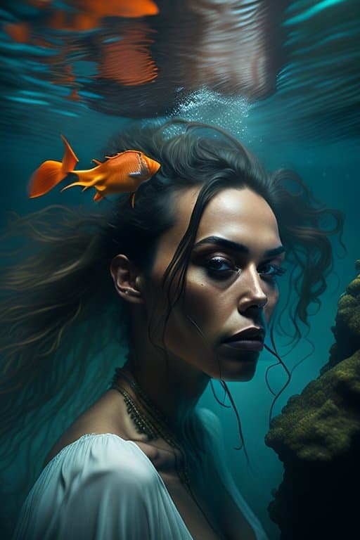 AI generated: underwater photography, by greg rutkowski and magali villeneuve, vibrant colors, volumetric fog, vol...