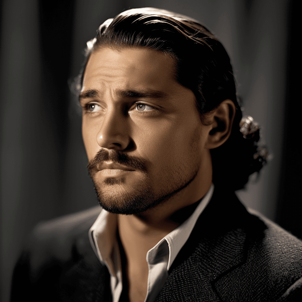 AI generated: hollywood, man, actor, handsome, perfect face, blurred, distinguished, high detail, 4k resolution, d...