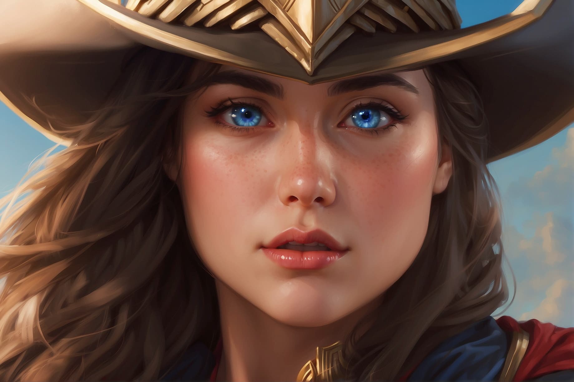 AI generated: In this stunning photograph of Gal Gadot as WonderWoman, her athletic physique big booobs perfect fa...