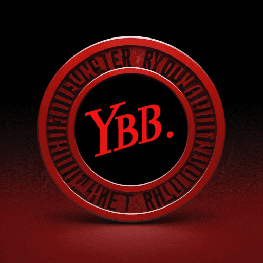 AI generated: hyperrealistic logo with Y B A message, red color, black background