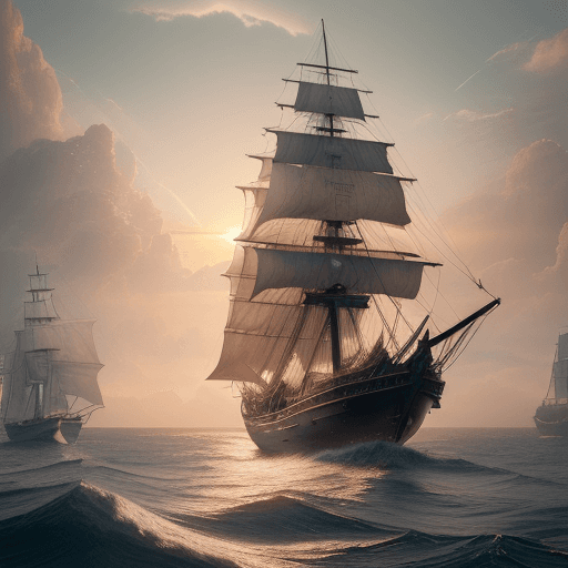 AI generated: Photo of a ultra realistic sailing ship, dramatic light, pale sunrise, cinematic lighting, battered,...