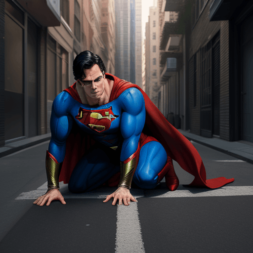 AI generated: superman sleeping on street,4 k, ultra hd