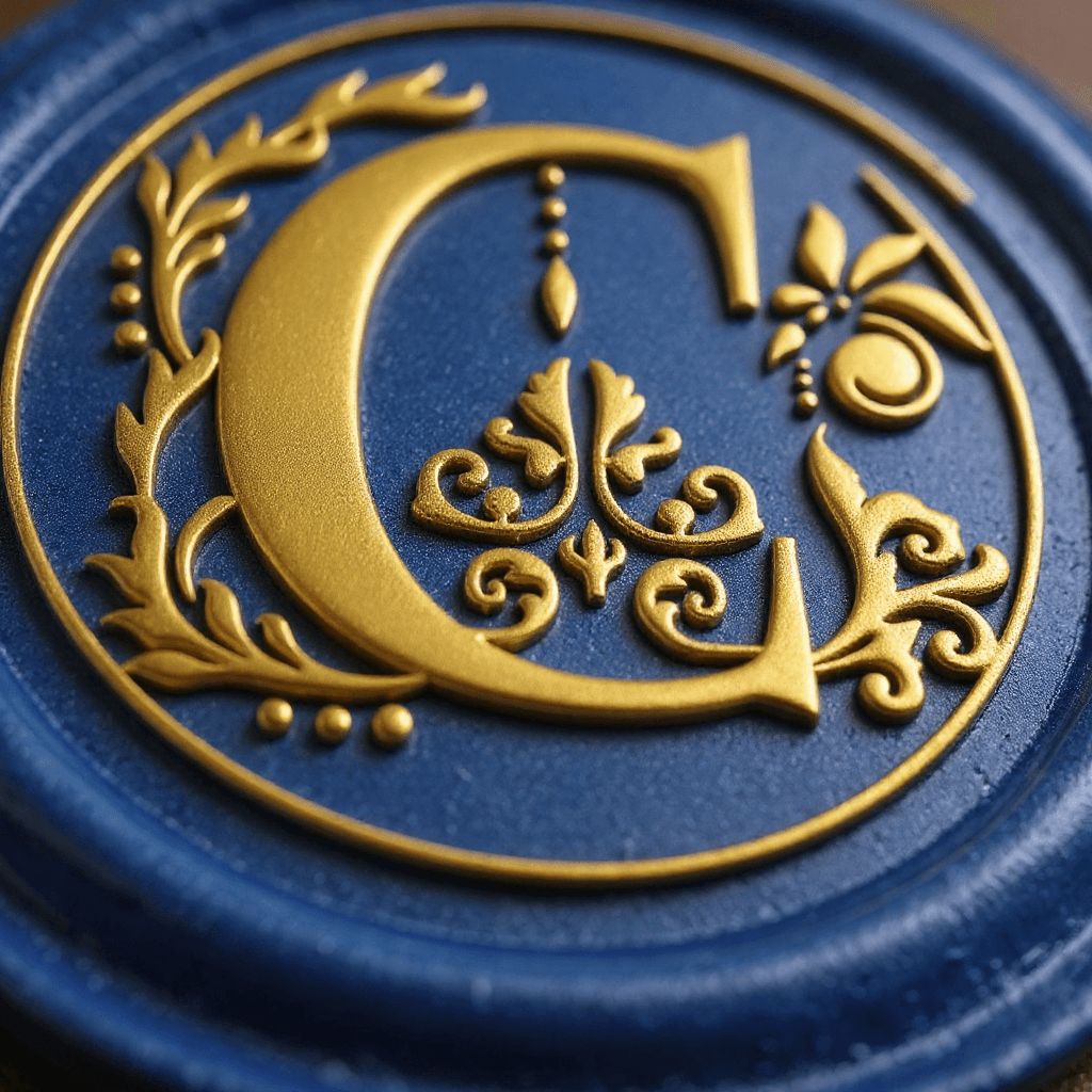 AI generated: A close-up, high-definition shot of the "Covenant Lock" wax logo , gleaming softly, with focus on th...