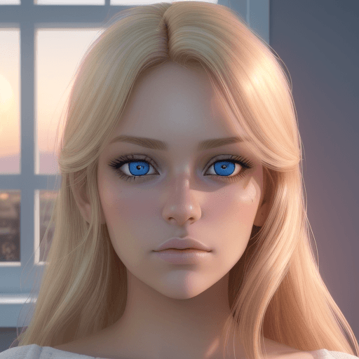 AI generated: A selfie portrait of a beautiful blond girl, dark blonde hair ((chanel style)) with pink highligts. ...
