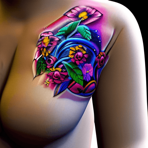 AI generated: Old School Tattoo of woman with a flower, intricate artwork, bright colours, octane render, artwork,...