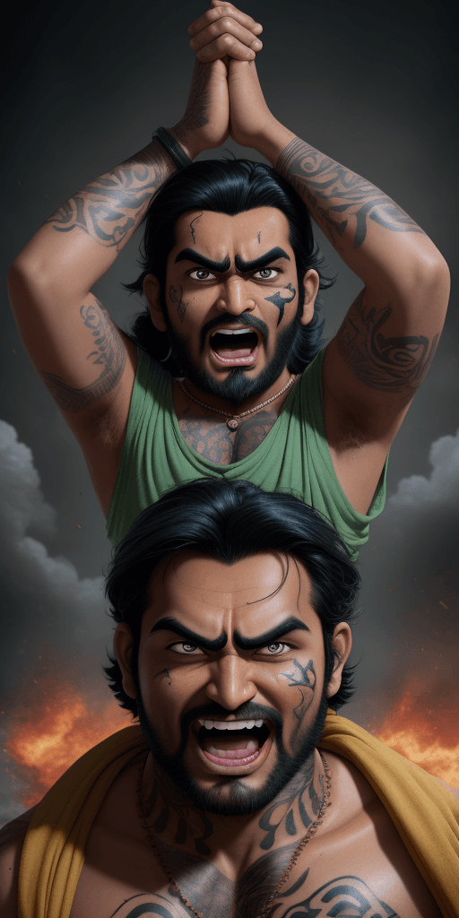 AI generated: Chotta Bheem movie poster, in the style of dynamic and exaggerated facial expressions, Panasonic Lum...