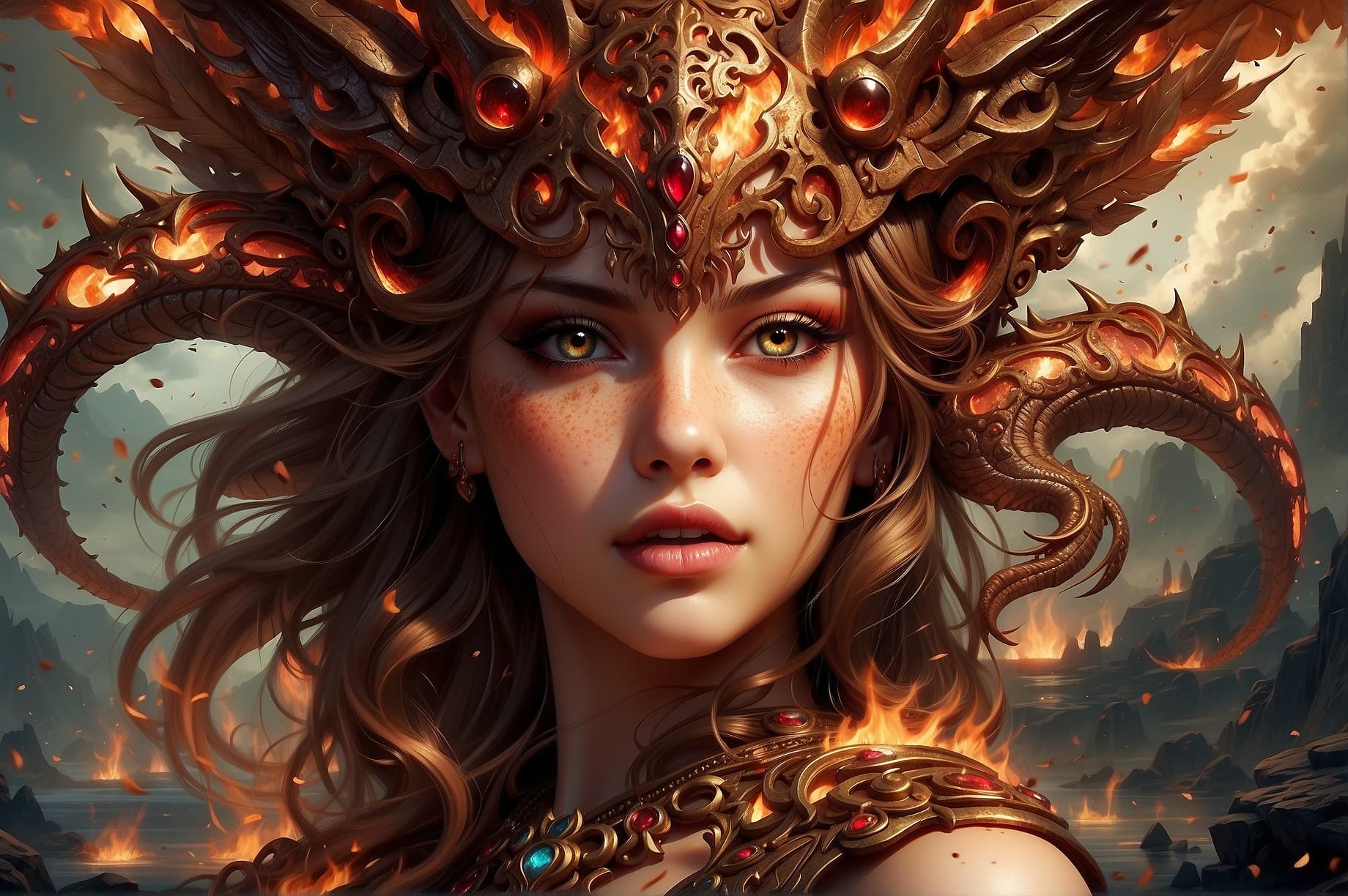 AI generated: A captivating alien female draconian shapeshifter is depicted in this vibrant and detailed digital d...