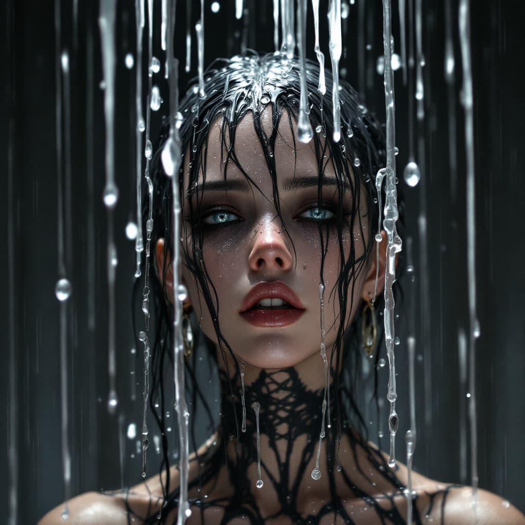 AI generated: 1 girl,, goth, see through, shower