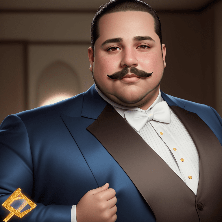 AI generated: A photorealistic portrait of an overweight Latin American white skin man, with short brown hair a re...