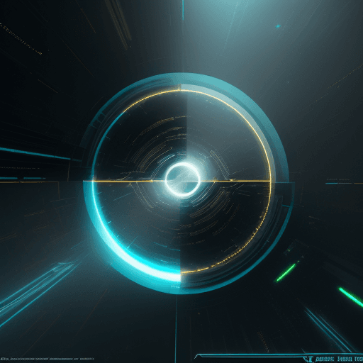 AI generated: rendering, light and time bending through space and time, sci-fi, gloomy environment, foggy with lig...