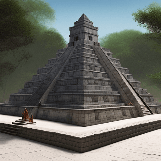 AI generated:   hyper realistic maya pyramide temple submarin, with army of terracotta soldiers