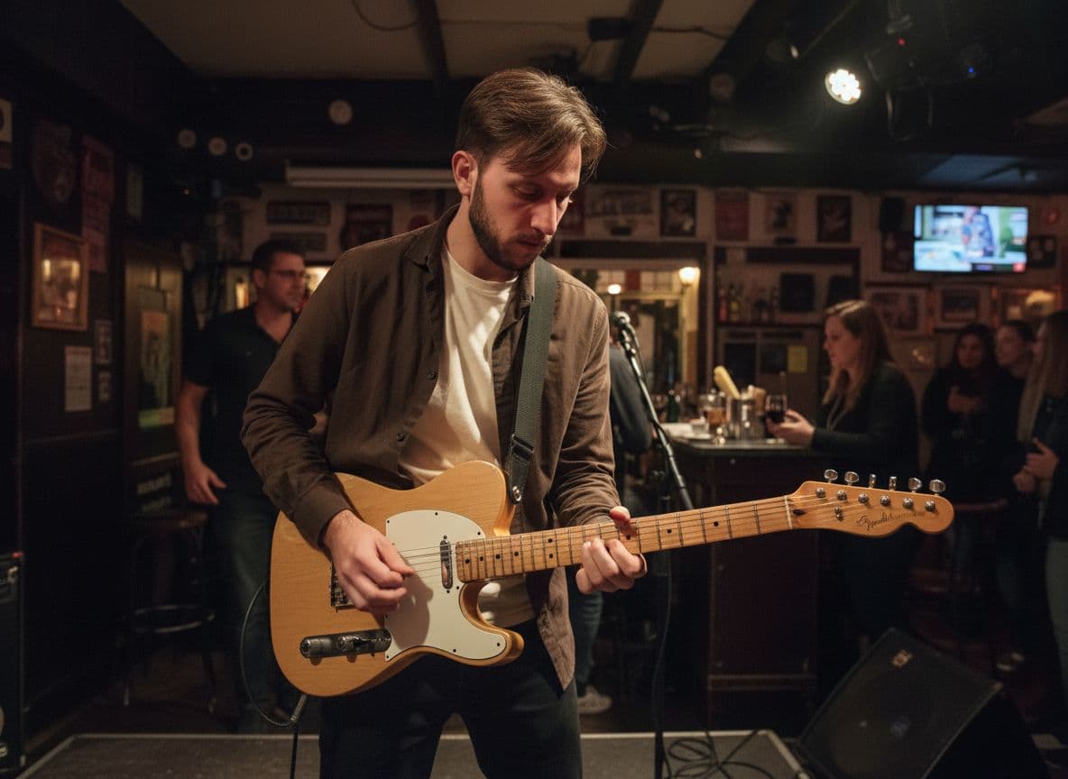 AI generated: Hola, quiero que me pongas a este tipo tocando una Telecaster classic vibe