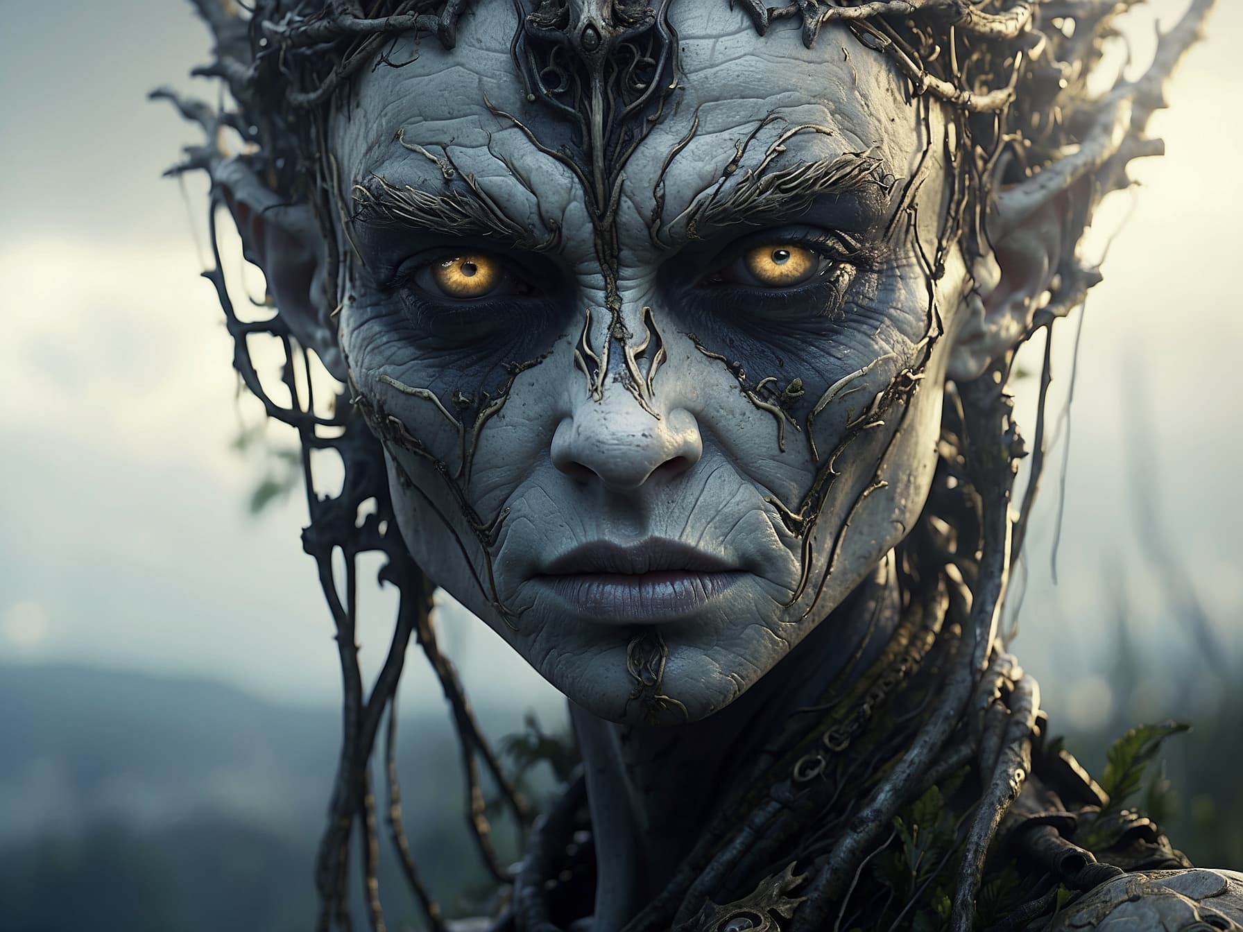 AI generated: a close up of a person with a weird face, a detailed matte painting by senior character artist, feat...