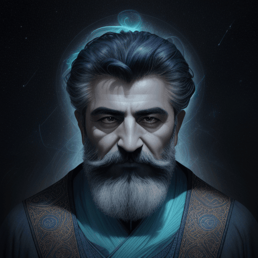 AI generated: photo illustration from a world in the clouds the stars art group (xing xing) , dark indigo and ligh...